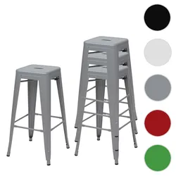 4er-Set Barhocker HWC-A73, Barstuhl Tresenhocker, Metall Industriedesign stapelbar ~ grau