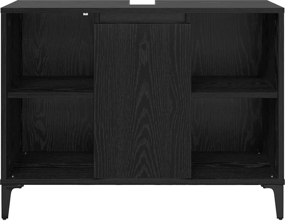 East Urban Home Iron Freestanding Under Sink Cabinet Black Oak 60cm H X 80cm W X 33cm D
