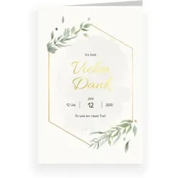 Dankeskarte Jugendweihe: Goldener Rahmen mit Foto in Creme