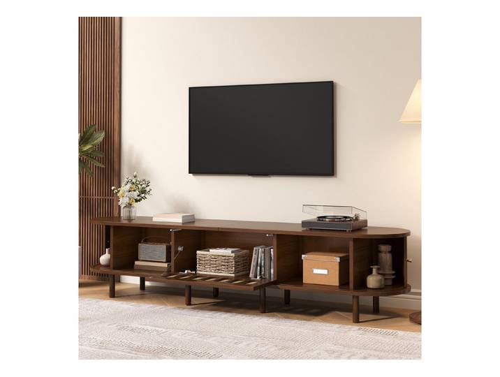 HAUSS SPOLE TV-Schrank Tv Lowboard Rattanoptik Klapptür Rollladentüren Wohnzimmerschrank (Packung, 1-St., Rattan-Design, mit 5 geschlossene Fächer) ein Rollladentürdesign, Beinhaltet einen Schrank mit Klapptür
