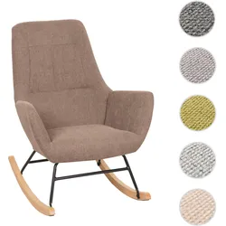 Schaukelstuhl HWC-N13, Schwingstuhl Relaxsessel Fernsehsessel, Massiv-Holz Metall Stoff/Textil 320g/m2 ~ braun