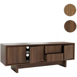 TV-Rack HWC-O34, TV-Board Fernsehtisch Lowboard Kommode, Schubladen Ablagen, Melamin 51,5x150x39,5cm ~ braun