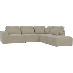 ECKSOFA modularer Leox Beige Samt-Stoff