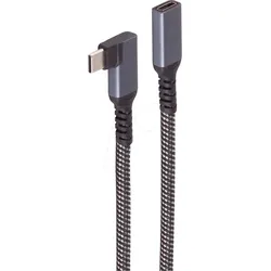 SHVP BS14-74013 - USB 10 Gb/s Kabel, 90° C Stecker auf Buchse, Textil, 0,5 m