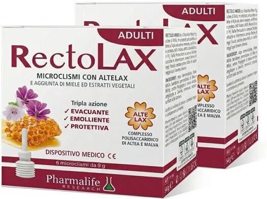 Pharmalife research Pharmalife Rectolax Adulti BIPACCO Microclismi per Evacuazione ad Azione Lenitiva 2x6 Microclismi