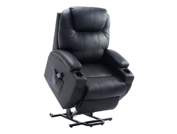Fauteuil releveur électrique de relaxation avec télécommande noir