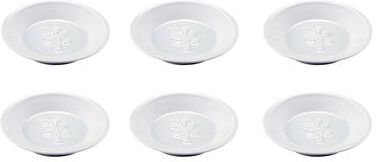 HIC Kitchen Embossed Oil Dipping Dishes, Olive Branch Design, Round, Fine White Porcelain, 5-Inch Diameter, Set of 6