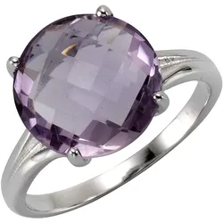 Zeeme Gemstones Ring Silber 925 rhodiniert mit echtem Amethyst 12mm