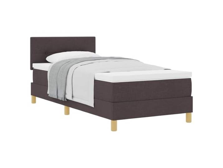 KKgypkn Boxspringbett Stoff Dunkelbraun 100x200 cm mit Kissen und Taschenfederkern, modernes Design mit verstellbarem Kopfteil, Schaumstoffmatratze mit einzeln verpackten Federn
