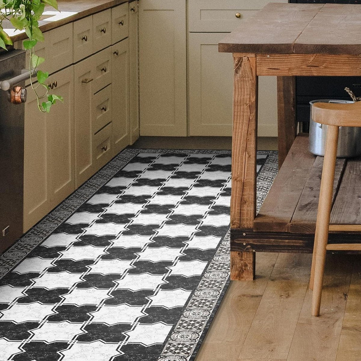 Wasbare vinyl keukenloper met antislip voor keuken, woonkamer of slaapkamer, 120 x 50 cm