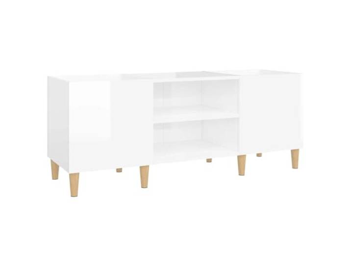 HKLGBVCR Plattenschrank, weiß, glänzend, 121 x 38 x 48 cm, Holz Plattenspieler-Möbel, LP-Aufbewahrung, TV-Schrank, Seitenschrank, Wohnzimmer, Aktenschrank, Schreibtisch, Holzbeine