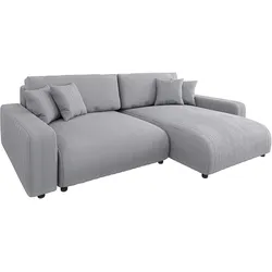ECKSOFA Emma Hellgrau Cord - Ottomane rechts