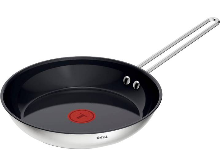 Bratpfanne TEFAL Nordica, beschichtete Pfanne Induktion, Thermo-Signal-Technologie , grau (edelstahl), B:25,4cm H:8,5cm L:45,6cm Ø:24cm, Pfannen, Bratpfanne, minimalistisches Design, robuster Griff, geeignet für alle Herdarten