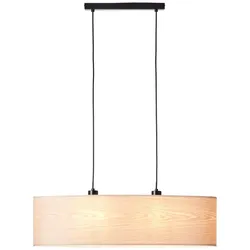 BRILLIANT Lampe, Romm Pendelleuchte 2flg oval holz hell/schwarz, 2x A60, E27, 52W, Kabel kürzbar / in der Höhe einstellbar