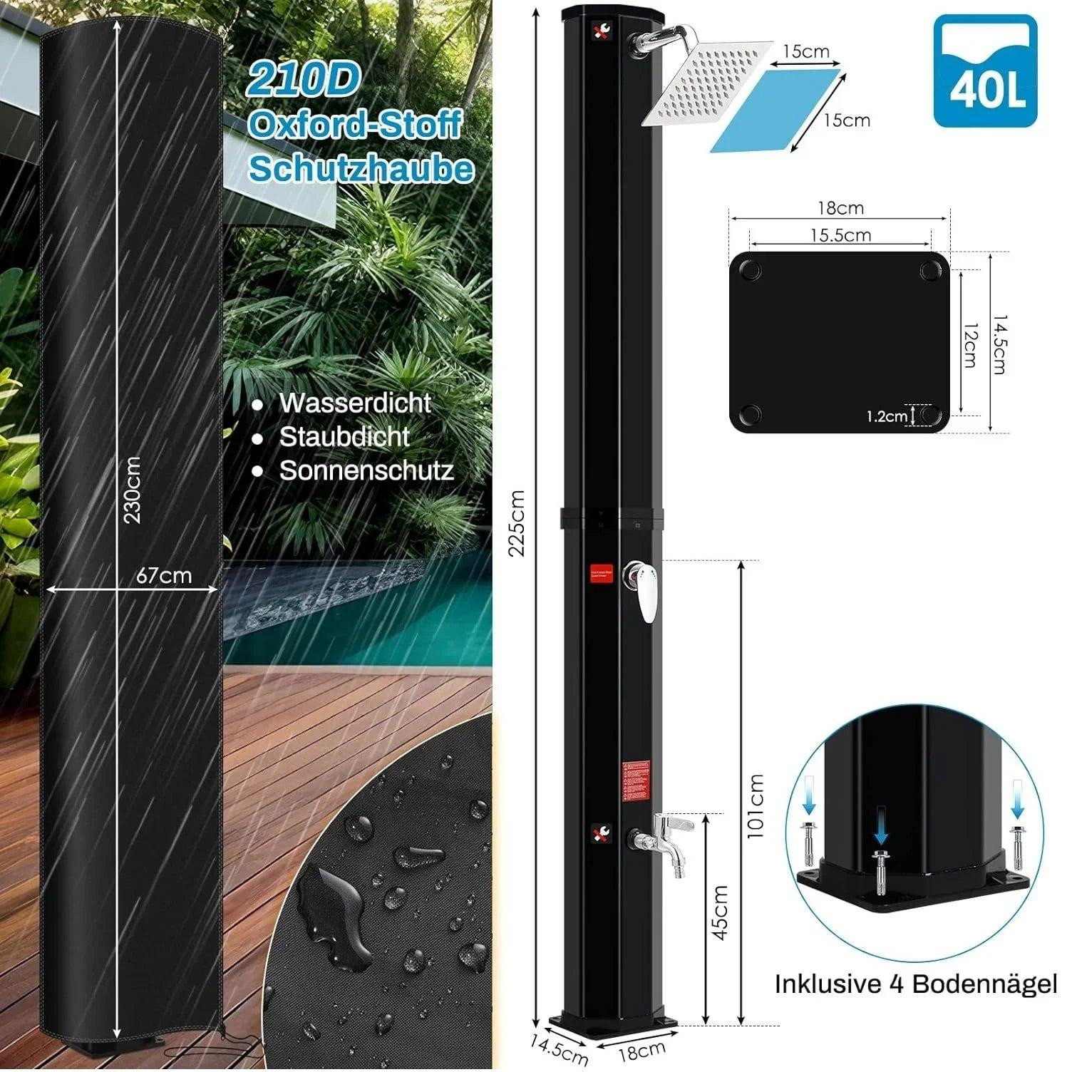 Selius Solar Douche 40L Zonnedouche voor Camping