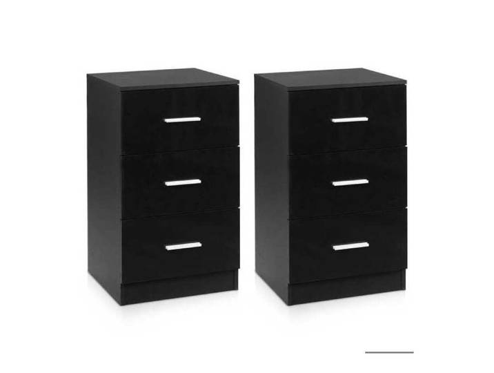 Lot de 2 caissons de bureau 3 tiroirs rangement A4 poignées inox meuble compact pour bureau ou maison