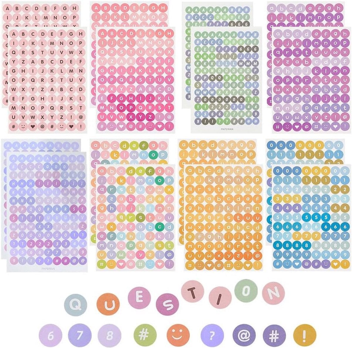 Kleine Zelfklevende Alfabet en Cijfer Stickers - 32 Vel Assortiment voor Knutselen en Decoratie