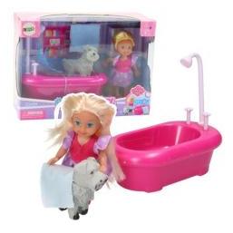 Lean Toys Lean Mini-Puppen-Set Mit Badewanne Und Weissem Hund Rosa (66639359)