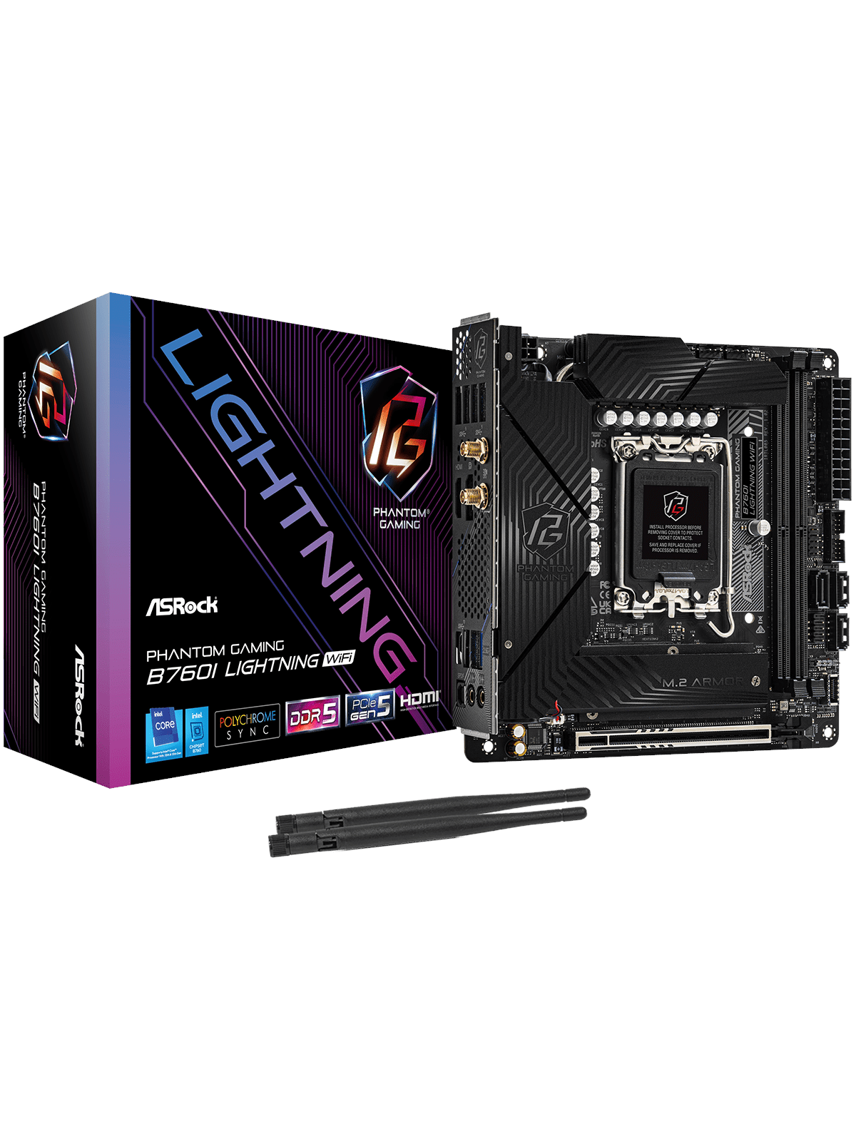 ASRock B760I PG LIGHTNING WIFI Mainboard - Intel B760 - Intel LGA1700 - DDR5 RAM - Mini-ITX