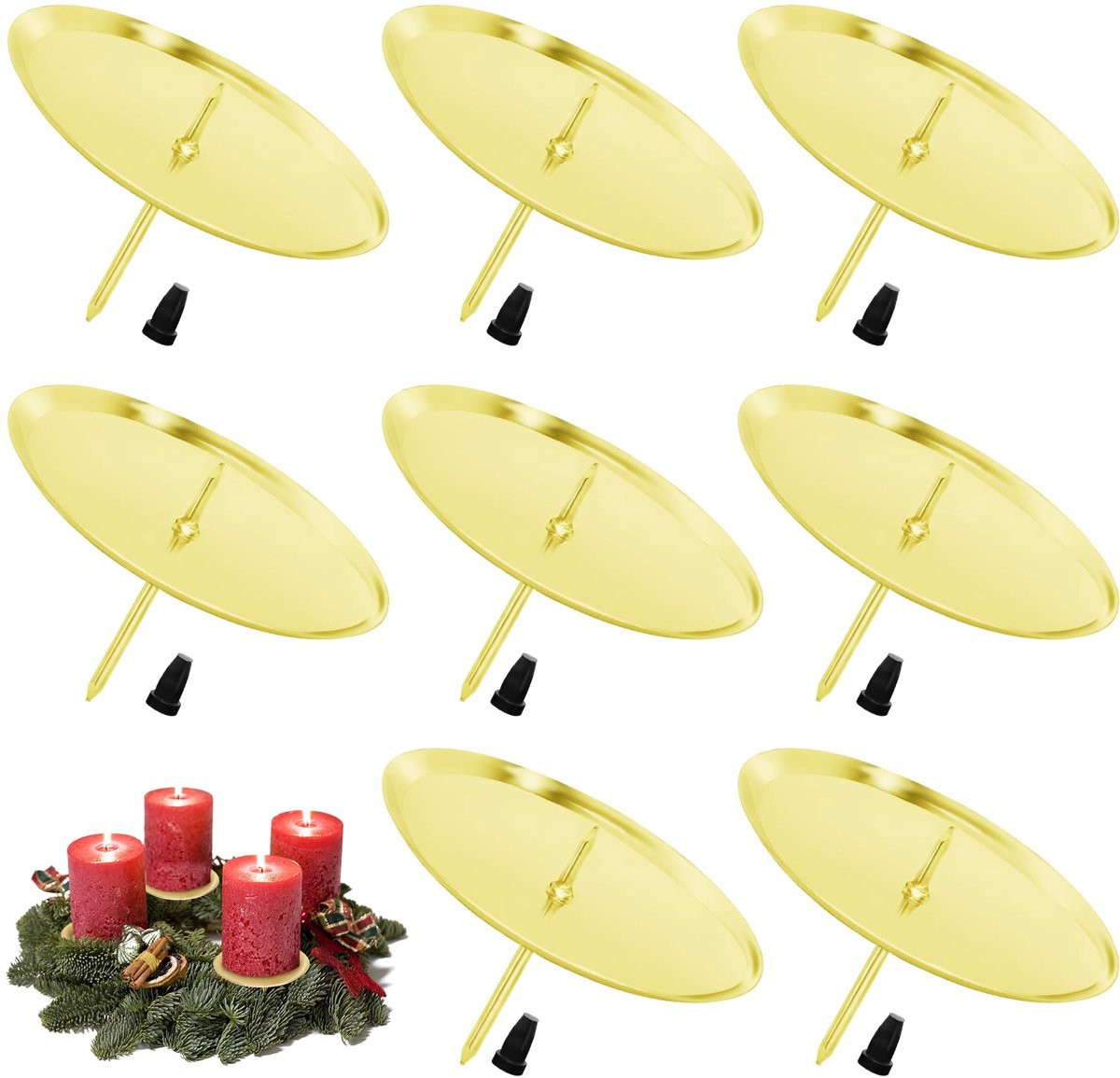 Unyqoos Set van 8 gouden adventskaarsenhouders voor kerstdecoratie