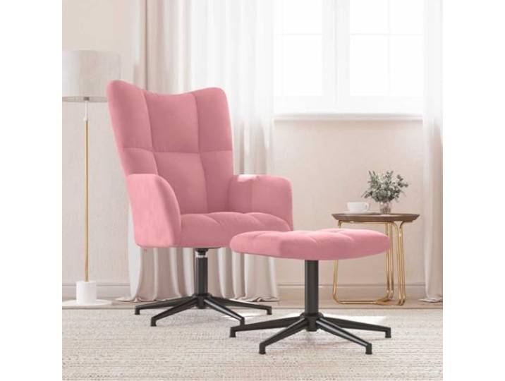 NLQMSU Relaxsessel mit Hocker, Rosa, Velours, drehbar 360 Stahlrahmen, gekreuzte Beine, 110 kg, gepolsterter Schaumstoff, weicher Samt, einfache Montage, modernes Design