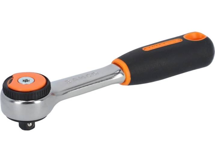 Clé à cliquet Bahco\, 1/4 de pouce\, avec tête ronde\, 72 dents et angle de retour de 5°\, longueur 120 mm