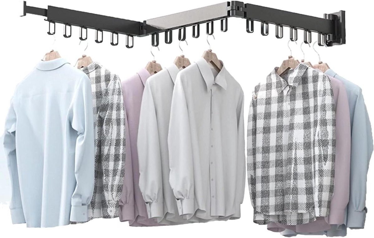 Inklapbaar en verstelbaar wasdroogrek voor wandmontage