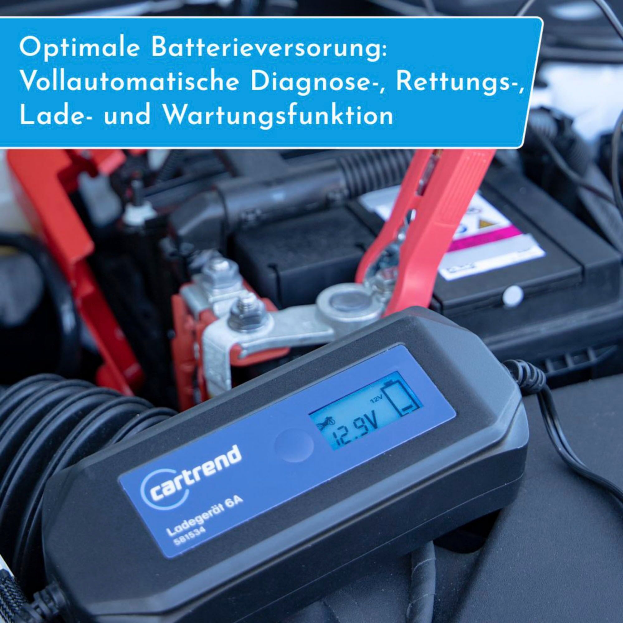 Autobatterie-Ladegerät CARTREND "Batterieladegerät DP6.1 mit Mikroprozessor-Technologie 6V/12V, 6A", schwarz, Ladegeräte, Autobatterie-Ladegerät