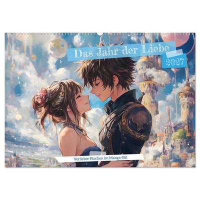 Das Jahr der Liebe: Verliebte Pärchen im Manga-Stil (Wandkalender 2027 DIN A2 quer), CALVENDO Monatskalender