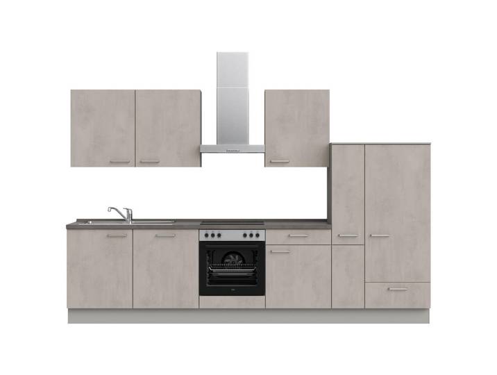 Küchenleerblock, Grau, 330 cm, Metall, 2 Schubladen, Modern, Nobilia