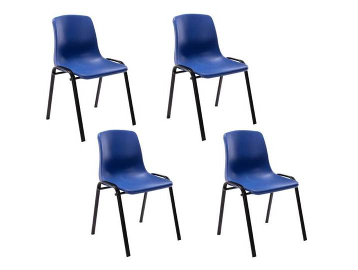 -CLP-Lot de 4 chaises empilables Nowra avec assise en plastique et Pieds en métal noir mat-Array