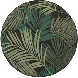 OUTDOORTEPPICH, mit Palmblatt-Muster, Schwarz, Ø 160 cm