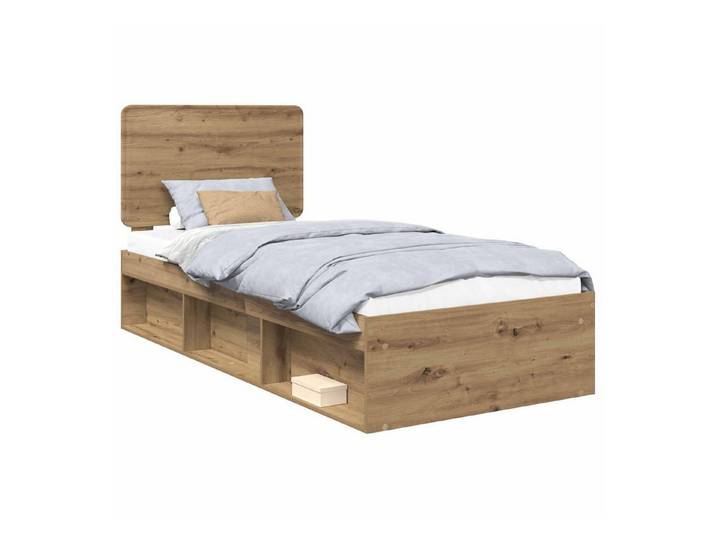 vidaXL Bett Bettrahmen Kunsthandwerk Eiche 75 x 190 cm Massives Kiefernholz (1-tlg)