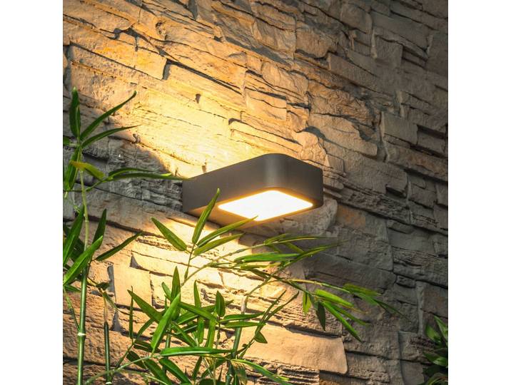 Heitronic LED Außenwandleuchte Juna, schwarz, Aluminium, Modern, Wandlampe