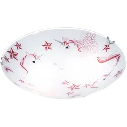 Einhorn Decken Lampe Mädchen Kinder Zimmer Glas Leuchte rosa weiß im Set inkl. LED Leuchtmittel