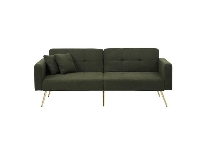 Schlafsofa mit Bettfunktion, verstellbarem Winkel,goldenen Beinen，Grün mit Kissen und seitlichen Aufbewahrungstaschen