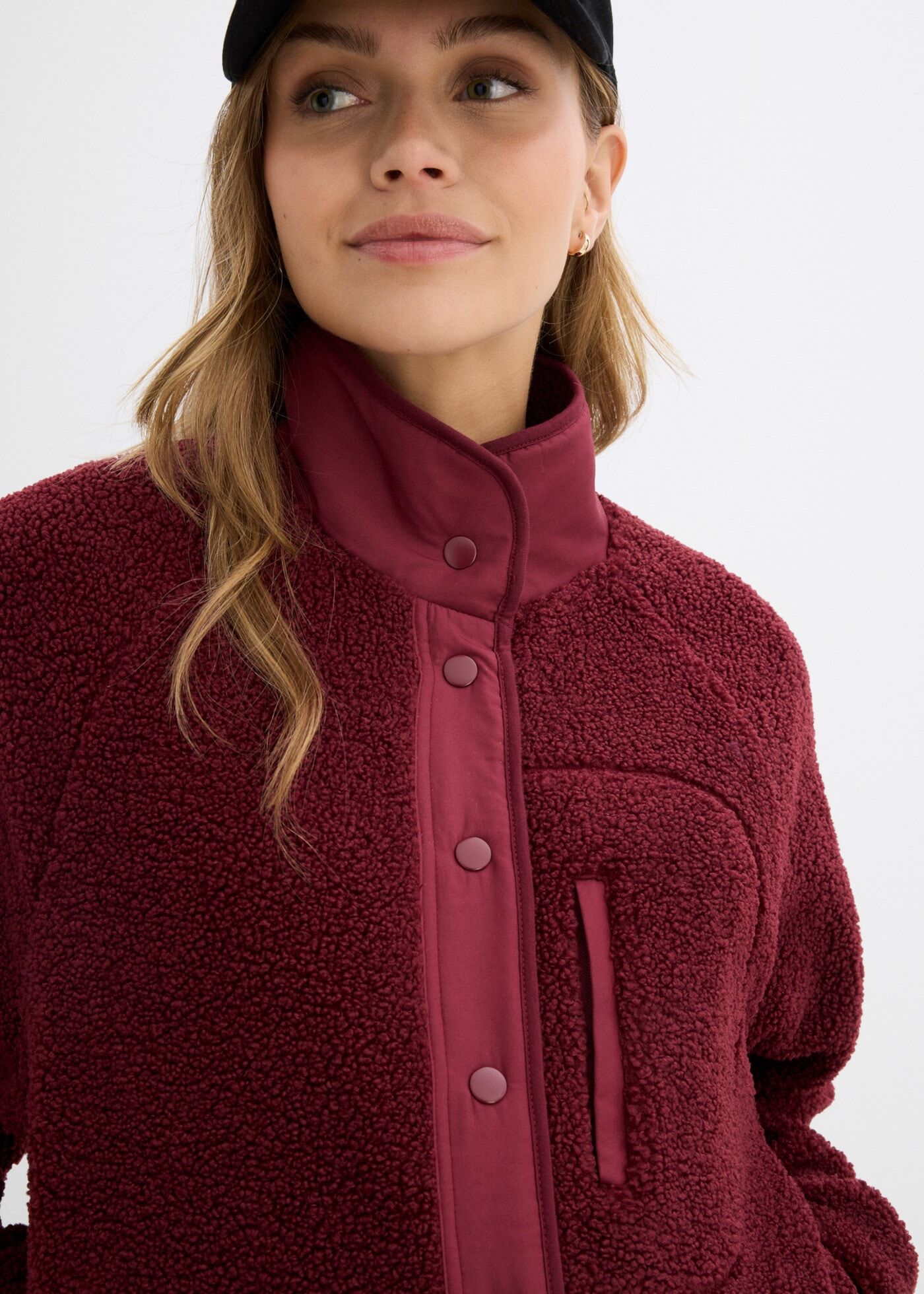 Umstandsjacke BONPRIX, Damen, Gr. 32/34 (XS), rot (dunkelbeere), Obermaterial: 100% Polyester. Futter: 100% Baumwolle, gerade, Jacken Umstandsjacke, mit abnehmbarem Babyeinsatz per Druckknöpfen, gerade Passform