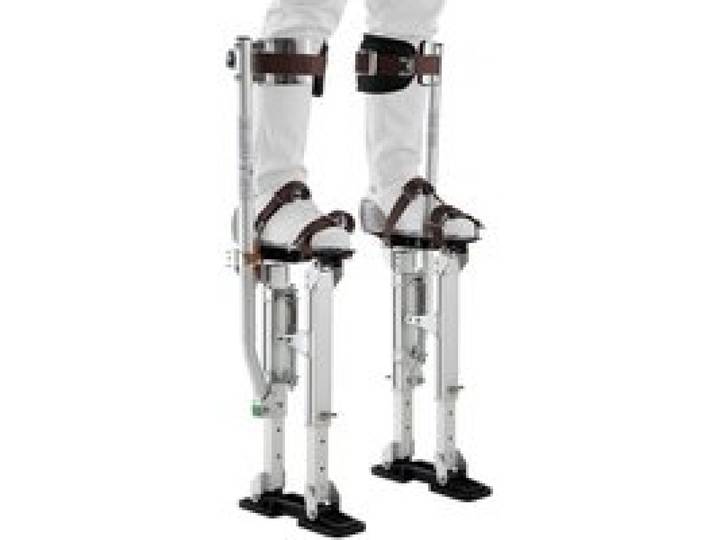 VEVOR Trockenbau-Stelzen 409-613mm, 103kg Belastbare Arbeitsstelzen mit Doppelten Federn Rutschfesten Fußplatten & Spanngurt, Verstellbare Aluminiumstelzen für Trockenbau Deckenbau Baustelle, Silber