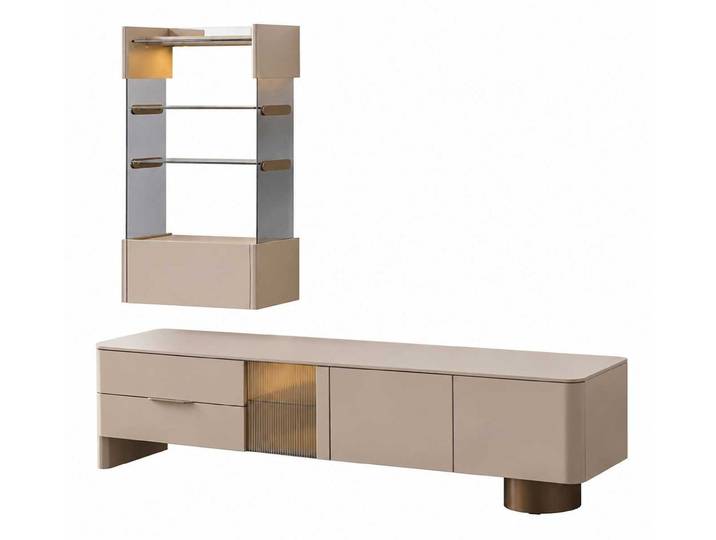JVmoebel TV-Wand Wohnzimmer Set TV-Lowboard Wandregal Sideboard Fernsehtisch, Made in Europa