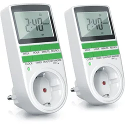 BEARWARE 2x Zeitschaltuhr, digital, programmierbar, LCD Display, Steckdosen Timer, max. 3680W