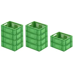 PROREGAL 10x Eurobehälter Obst- und Gemüsekasten | HxBxT 14,2x30x40cm | 13 Liter | Grün | Obst-Gemüsekiste, Obstkorb, Transportbox
