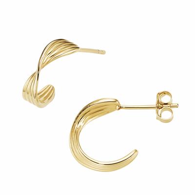Paar Ohrstecker FIRETTI "Schmuck Geschenk Silber 925 Ohrschmuck Ohrringe geriffelt gedreht", gold (gelbgoldfarben), Ohrringe, Damen, Silber 925 (Sterlingsilber)