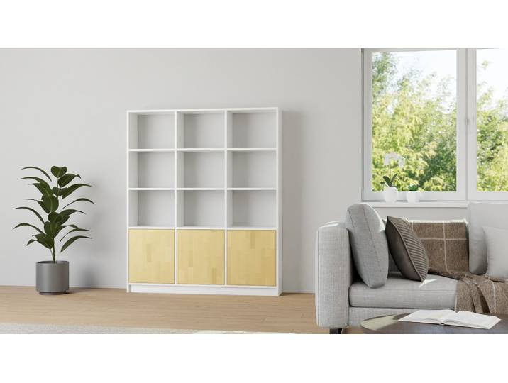 Regal mit Holztüren MDF Beschichtet MDF Weiß matt