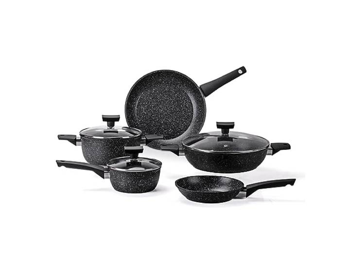 Moneta Magnolia Stone Black Kochtopfset 8-teilig, auch für Induktion.
