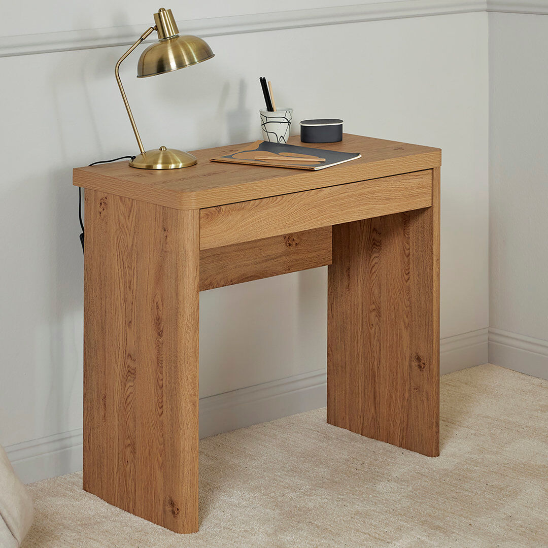 Latitude Run Hollice Writing Desk Montana Oak 76cm H X 80cm W X 44cm D