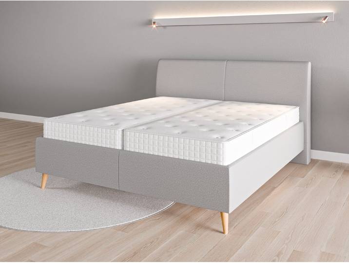 Lattenrost-Bett 180x200 Nr. 1 - Grau (Lichtgrau) - Softwolle