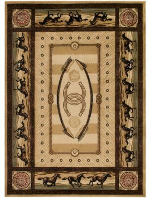 Western Digital American Destination Cheyenne Western Horse Area Rug