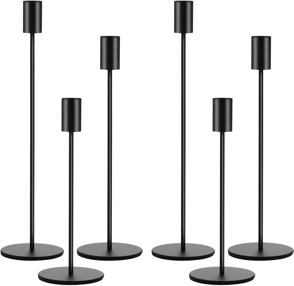 Omgoods Set van 6 Zwarte Metalen Kaarsenhouders Vintage voor Taper kaarsen