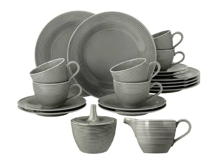 Seltmann Weiden Kaffeeservice Seltmann Weiden Beat Perlgrau Kaffeeservice 20-tlg., 6 Personen, Porzellan