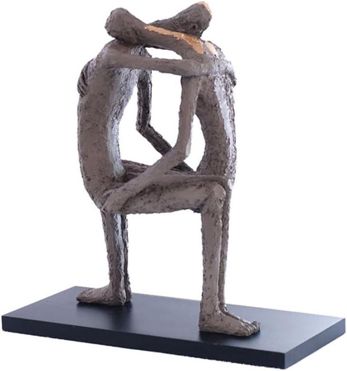 Paar Abstracte Liefdes Sculptuur Beeldjes - Zwart - Hoogte: 30 cm
